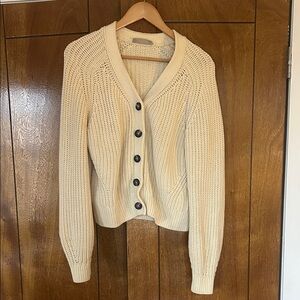 Everlane Cream Button-Front Knit Cardigan